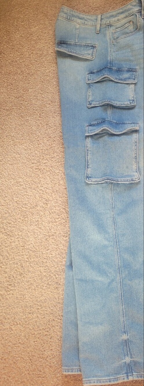 Express Light Blue Straight Cargo Jeans - Picture 7 of 11